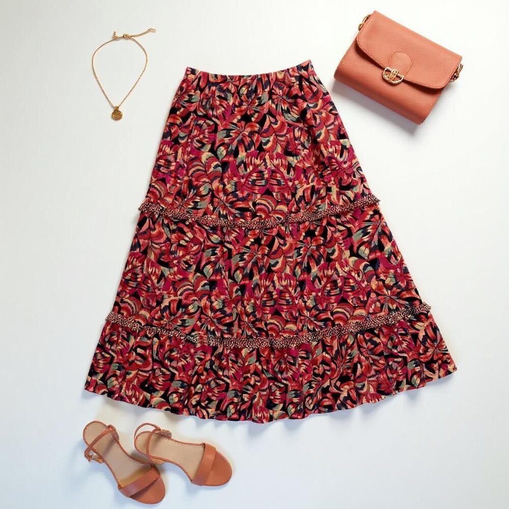 END OF SEASON SALE❗️》DR2 🧡 2 for $25 DR2 Tropical Palm Print Midi Skirt